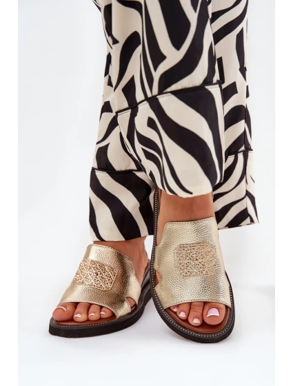 Dámské Klapky Na Klínu Eko Kůže Se Zlaté model 21686811 - Boto