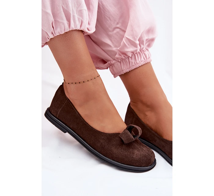 Kožené Semišové Dámské Polobotky model 22101235 Čokoládové - Zazoo