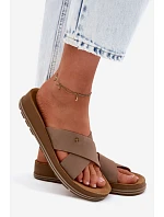 Kožené Semišové Dámské Pantofle model 22120786 Béžové - Maciejka