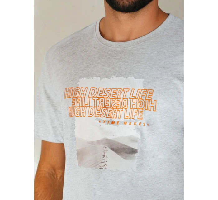 Pánské šedé tričko s potiskem Dstreet RX5488 Pánské šedé tričko s potiskem Dstreet RX5488