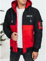 Pánská zimní bunda s kapucí černo-červená FashionStreet TX5052