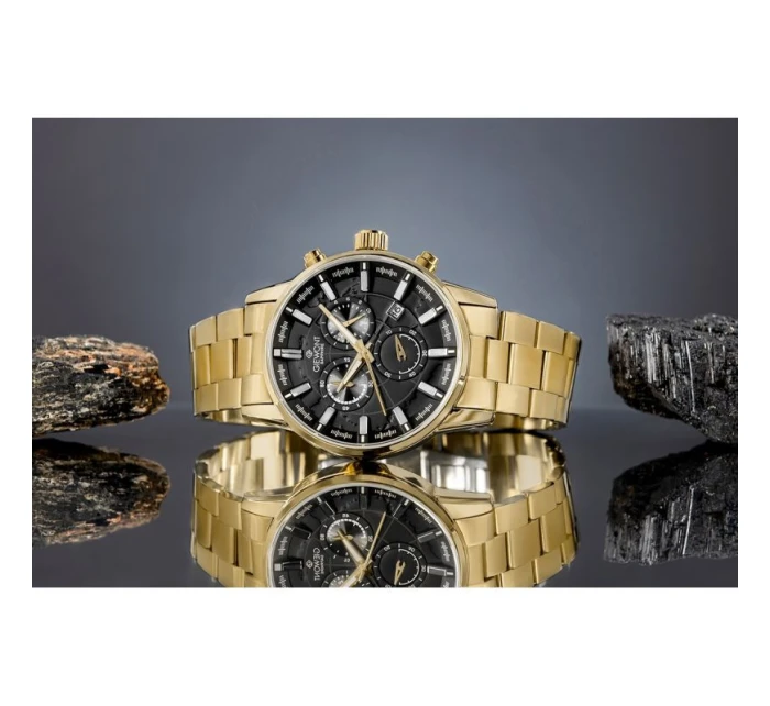 Pánské hodinky Giewont Chronograph Sapphire Gold Black GW4580-B4