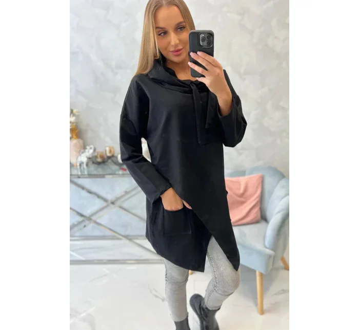 Oversize tunika s obálkou vpředu černá