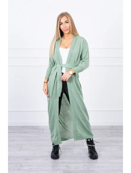 Svetr dlouhý svetr model 18748009 v pase tmavě mátový - K-Fashion Svetr dlouhý svetr model 18748009 v pase tmavě mátový - K-Fashion