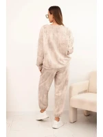 Dámská oversize souprava z viskózy s efektem model 21421726 tmavě béžová - K-Fashion Dámská oversize souprava z viskózy s efektem model 21421726 tmavě béžová - K-Fashion