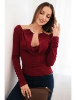 Dámská blůza s model 21731242 výstřihem a dlouhým rukávem bordó - K-Fashion Dámská blůza s model 21731242 výstřihem a dlouhým rukávem bordó - K-Fashion