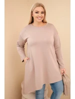 Dámská sukienka Plus Size z viskózy s volným střihem a dlouhým rukávem fango Dámská sukienka Plus Size z viskózy s volným střihem a dlouhým rukávem fango