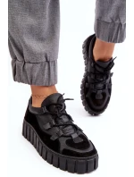 Dámské kožené sportovní boty na platformě M01/1 Zazoo Černé