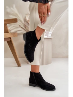 Dámské Boty Na Plochém Podpatku Vyřezávané Černé S.Barski HY42-076