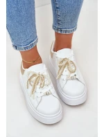 Dámské Tenisky Na Platformě S Ozdobami Bílo-Zlaté Lerissna Dámské Tenisky Na Platformě S Ozdobami Bílo-Zlaté Lerissna