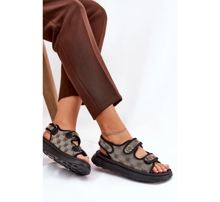 Dámské Vzorované Textilní Sandály Se Zlatými model 21688030 - Boto Dámské Vzorované Textilní Sandály Se Zlatými model 21688030 - Boto