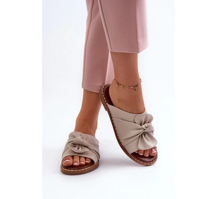 Dámské pantofle na plochém podpatku Béžová Nelvira