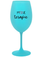 MOJE TERAPIE - tyrkysová sklenice na víno 350 ml