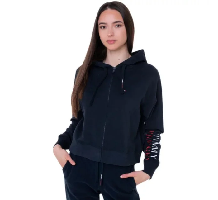 Zkrácená mikina s kapucí W UW0UW03938 tmavě modrá - Tommy Hilfiger Zkrácená mikina s kapucí W UW0UW03938 tmavě modrá - Tommy Hilfiger