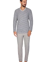 Pánské pyžamo 450 Šedá s modrou melange - REGINA