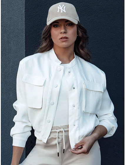 Dámská bunda bomber TY4305 smetanová - FashionStreet