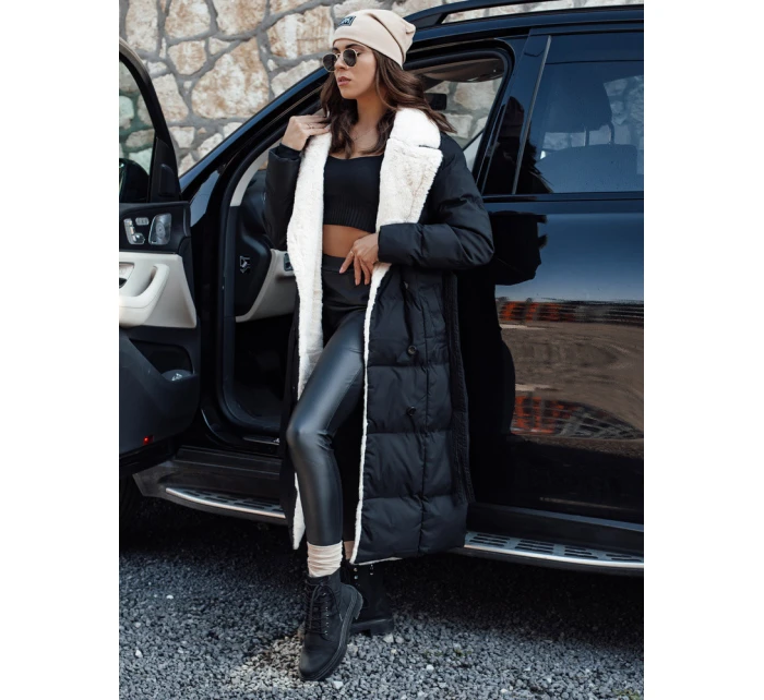 Dámská zimní bunda dlouhá s kožešinou černá Dstreet model 21980514 - FashionStreet