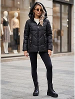 Dámská prošívaná zateplená bunda s kapucí, černá, FashionStreet TY5936