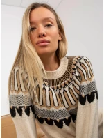 Béžový vzorovaný svetr ve stylu casual (0342)