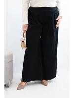 Dámské kalhoty Plus Size s širokými nohavicemi a model 21911606 černé - K-Fashion