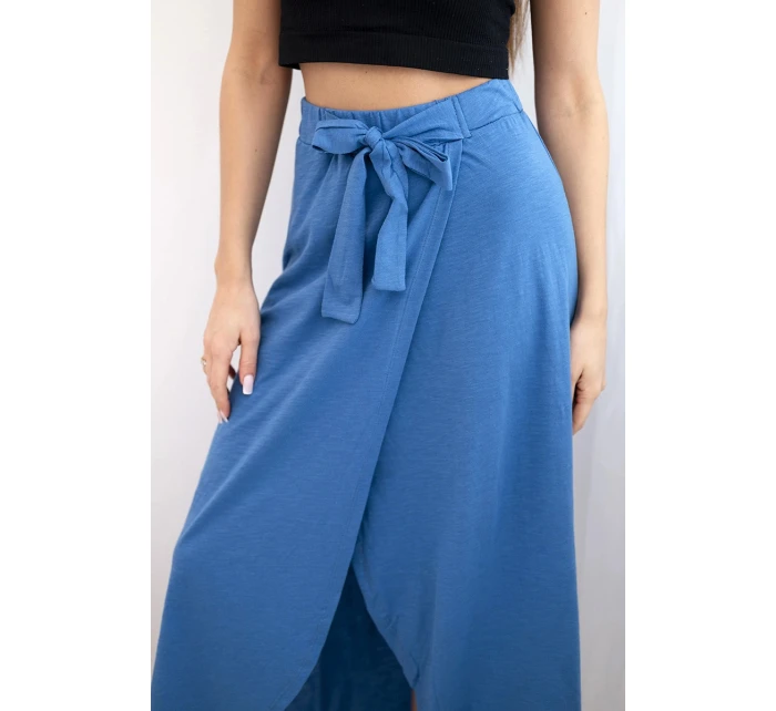 Dámská bavlněná maxi zavinovací sukně s vázáním džínová