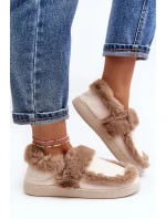 Dámské pantofle s kožešinou béžové model 21641327 - Boto Dámské pantofle s kožešinou béžové model 21641327 - Boto
