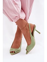 Dámské sandály na podpatku Zelené model 22091994 - Boto Dámské sandály na podpatku Zelené model 22091994 - Boto