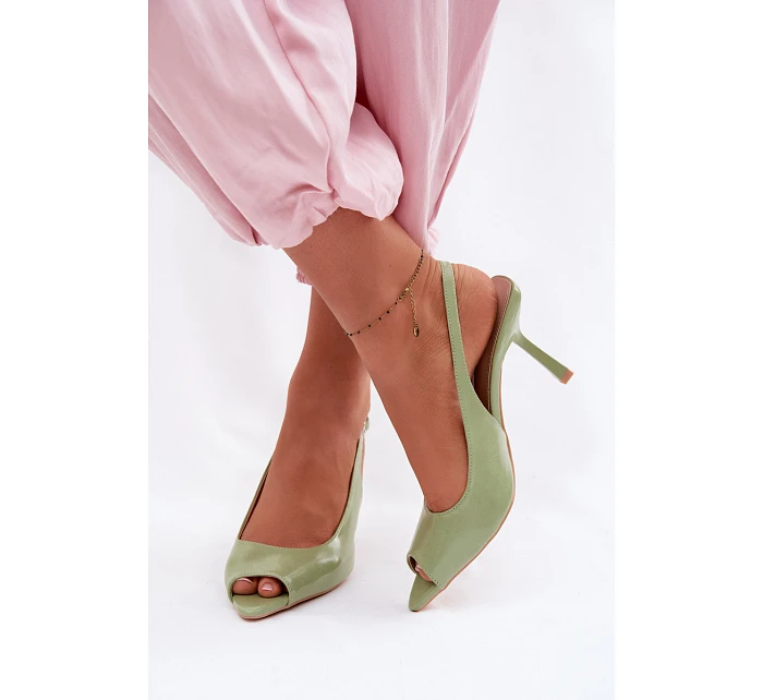 Dámské sandály na podpatku Zelené model 22091994 - Boto Dámské sandály na podpatku Zelené model 22091994 - Boto