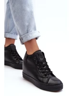 Dámské kožené tenisky na klínku Big Star Black Dámské kožené tenisky na klínku Big Star Black