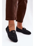 Dámské mokasíny s malým zlatým detailem – černé Sarivelle