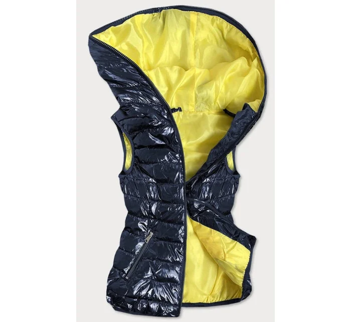 Tmavě modrá dámská vesta s kontrastní podšívkou (B9549)