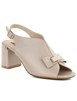 Dámské sandály na jehlovém podpatku s mašlí béžové Jezzi RMR25112-3 Dámské sandály na jehlovém podpatku s mašlí béžové Jezzi RMR25112-3