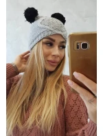 Fleecová čepice 2 bambulky K291 šedá Fleecová čepice 2 bambulky K291 šedá