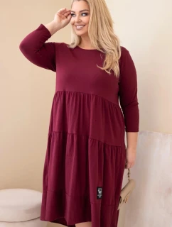 Dámská bavlněná sukýnka Plus Size s volány a ohrnutým rukávem žlutá