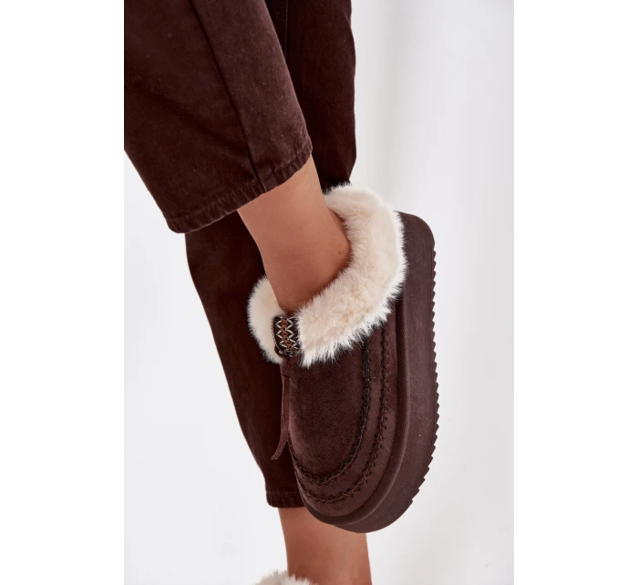 Dámské sněhule s kožíškem na platformě čokoládové model 21714860 - Boto Dámské sněhule s kožíškem na platformě čokoládové model 21714860 - Boto