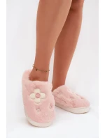 Kožešinové pantofle s květinami Růžové Selinne Kožešinové pantofle s květinami Růžové Selinne