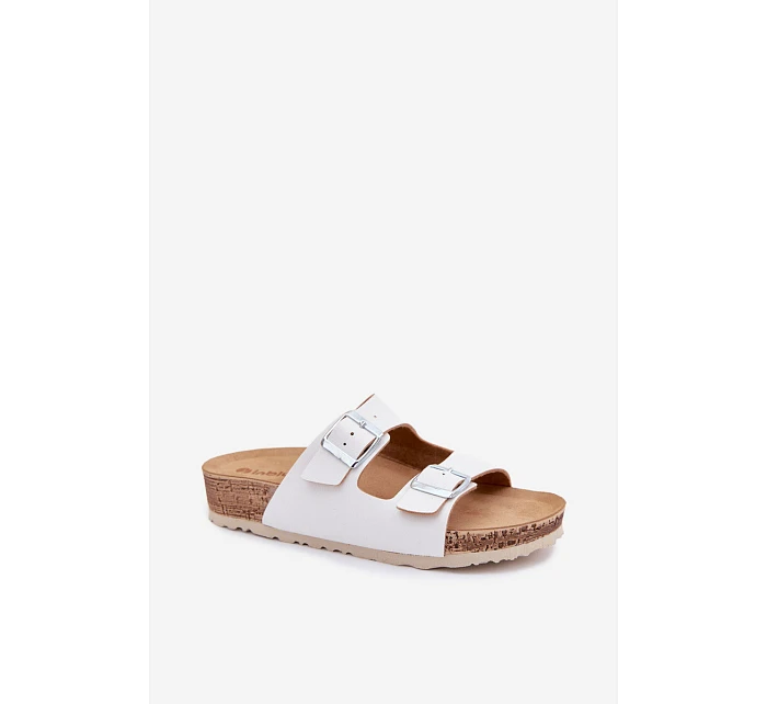 Dámské pantofle s přezkami model 22094917 Bílé - Inblu Dámské pantofle s přezkami model 22094917 Bílé - Inblu