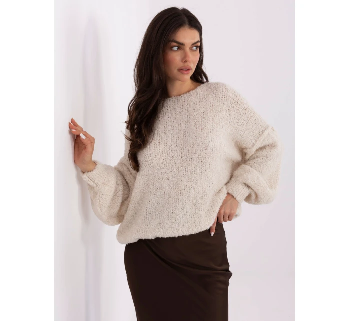 Sweter IT SW model 21766156 jasny beżowy - FPrice Sweter IT SW model 21766156 jasny beżowy - FPrice