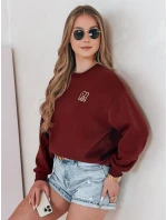 Dámská oversize mikina s výšivkou SOFTSLON vínová FashionStreet BY1430