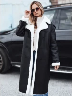 Dámský zimní kabát CHICFROST dlouhý černý kožený FashionStreet TY4991