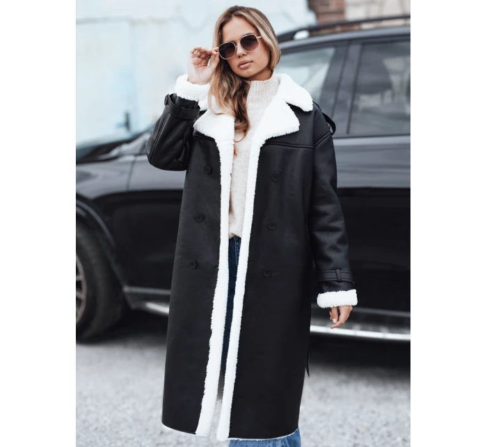 Dámský zimní kabát CHICFROST dlouhý černý kožený FashionStreet TY4991