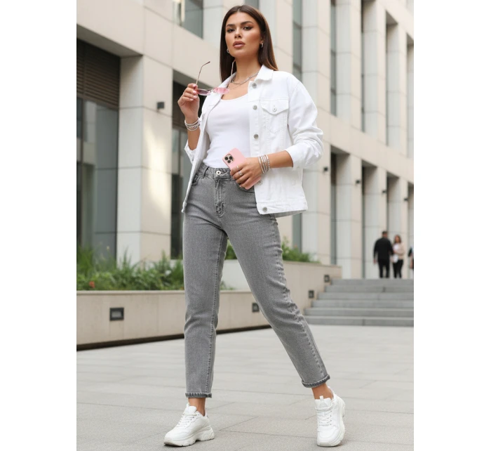 Dámské džíny mom fit s vysokým pasem šedé FashionStreet UY2894
