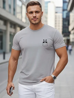 Bawełniana koszulka męska z nadrukiem szara model 22305649 - FashionStreet