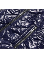 Tmavě modrá lesklá dámská bunda (BR9756-3)