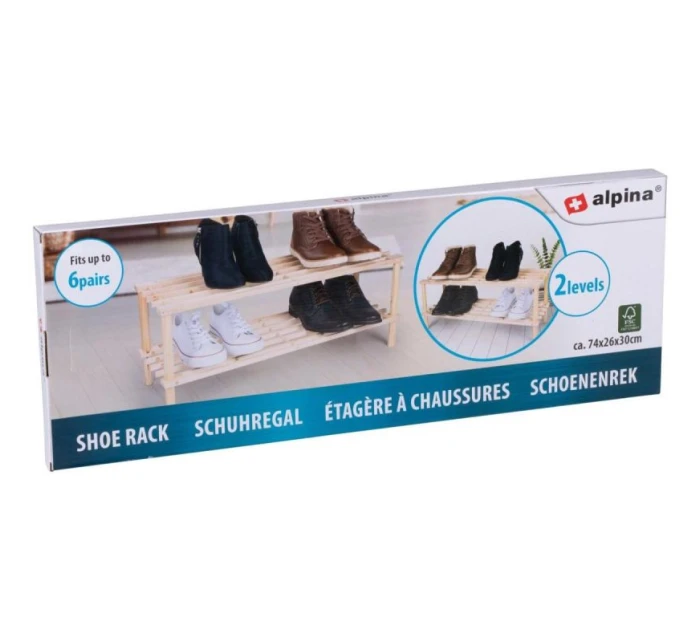 POLICE NA BOTY 2 ÚROVNĚ DŘEVĚNÉ ALPINA