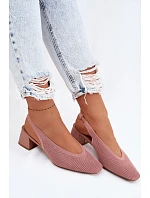 Materiálové dámské sandály na podpatku Růžové model 22102900 - Boto Materiálové dámské sandály na podpatku Růžové model 22102900 - Boto