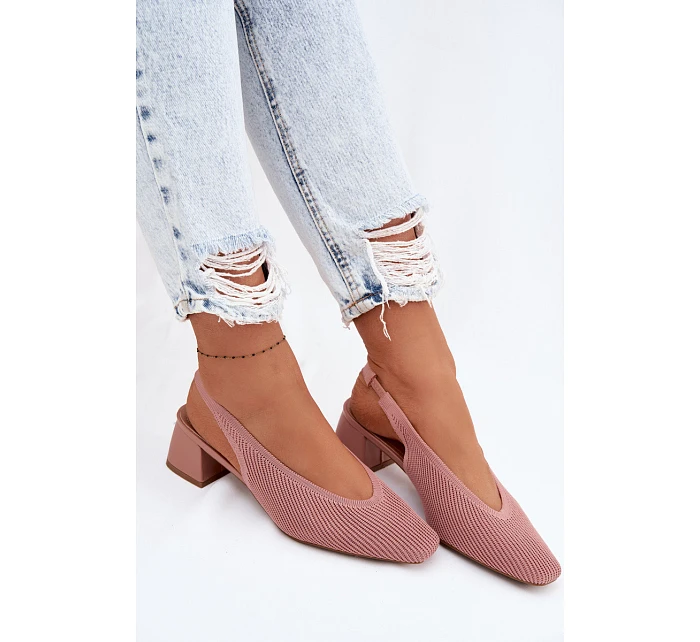 Materiálové dámské sandály na podpatku Růžové model 22102900 - Boto Materiálové dámské sandály na podpatku Růžové model 22102900 - Boto