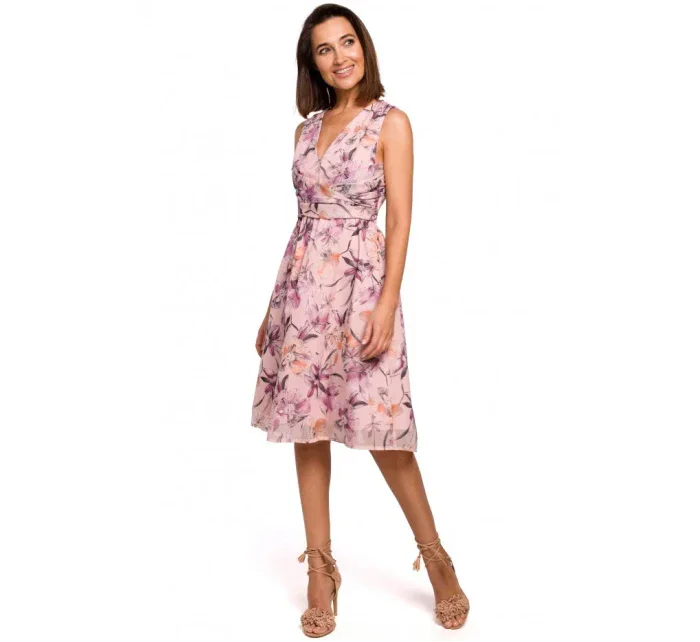 S225 Šifonové šaty s hlubokým výstřihem - model 1