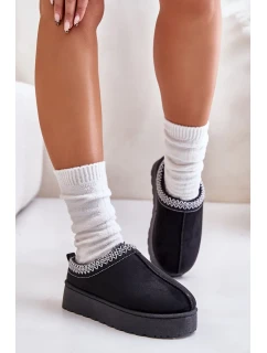 Sněhule Dámské Na Platformě Zateplené Kožíškem Černé Remenia