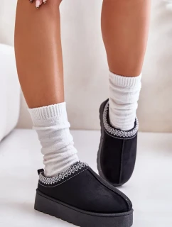 Sněhule Dámské Na Platformě Zateplené Kožíškem Černé Remenia